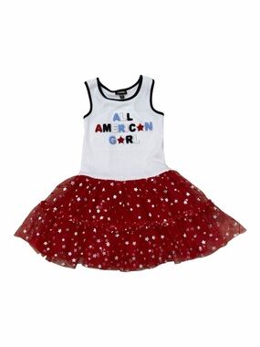 Zunie All American Girl Red & White Tulle Dress Fourth Of July 6